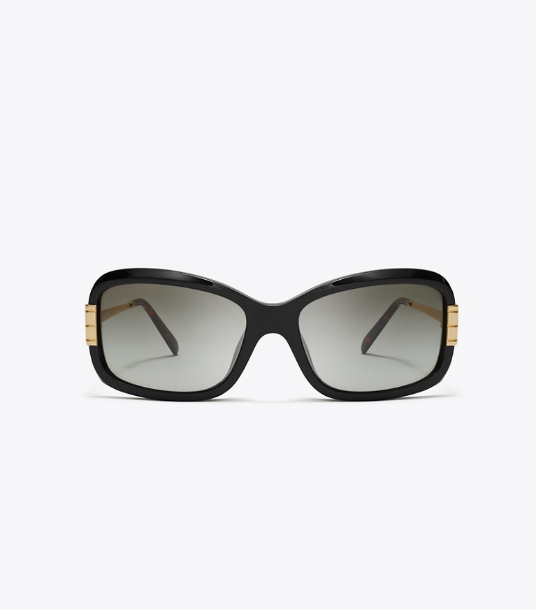 Tory Burch diseñador gafas de sol y gafas graduadas Gafas de sol rectangulares Eleanor en BLACK/GREY GRADIENT frente