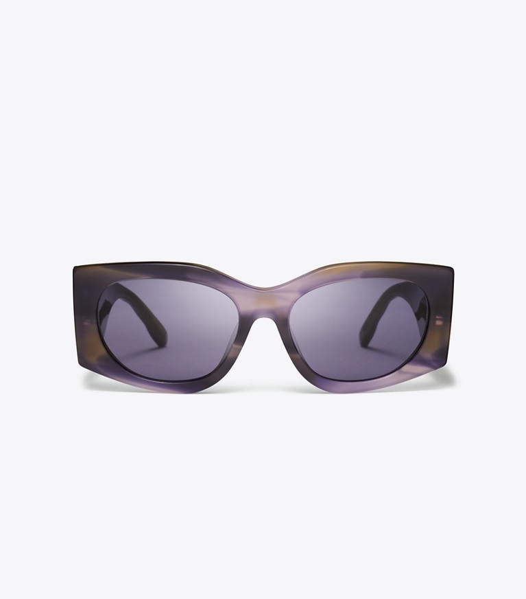 Tory Burch diseñador gafas de sol y anteojos Gafas de sol rectangulares Kira en PURPLE STRIATED/PURPLE frontal