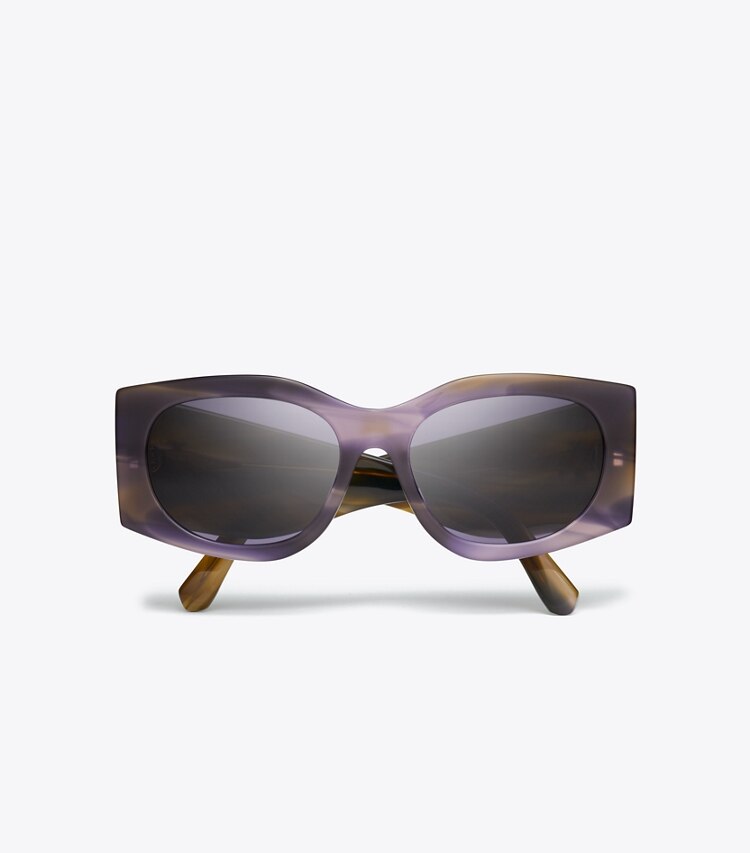 Tory Burch diseñador gafas de sol y anteojos Gafas de sol rectangulares Kira en PURPLE STRIATED/PURPLE desde arriba