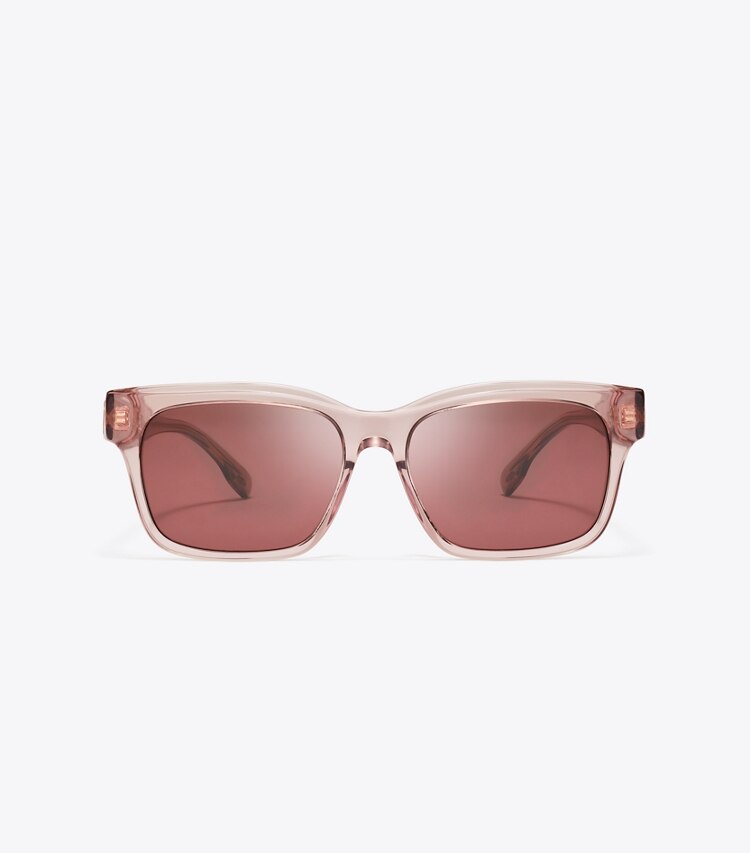 Tory Burch diseñador gafas de sol y anteojos Gafas de sol rectangulares Miller en TRANSPARENT PINK/WINE frente