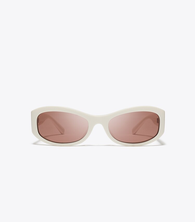 Tory Burch diseñador gafas de sol y anteojos Gafas de sol rectangulares Miller en BONE/LIGHT BROWN frente