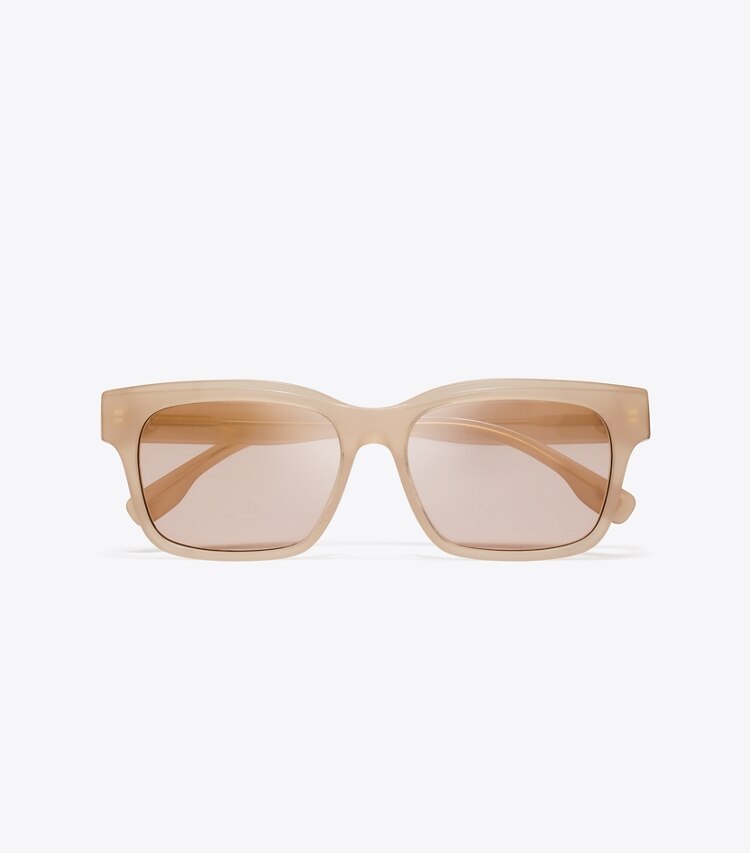 Tory Burch diseñador gafas de sol y anteojos Gafas de sol rectangulares Miller en MILKY NUDE/PINK GOLD MIRROR vista superior