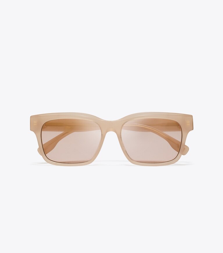 Tory Burch diseñador gafas de sol y anteojos Gafas de sol rectangulares Miller en MILKY NUDE/PINK GOLD MIRROR vista superior