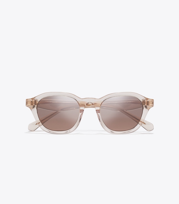 Tory Burch diseñador gafas de sol y anteojos Gafas de sol redondas Kira en TRANSPARENT BEIGE/BROWN desde arriba