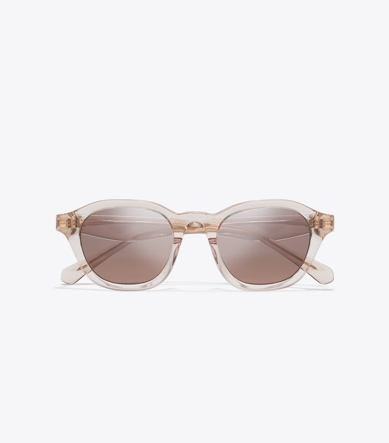 Tory Burch diseñador gafas de sol y anteojos Gafas de sol redondas Kira en TRANSPARENT BEIGE/BROWN desde arriba