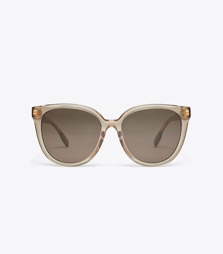 Tory Burch diseñador gafas de sol y anteojos Gafas de sol redondas Miller en TRANSPARENT BROWN/ DARK BROWN frente