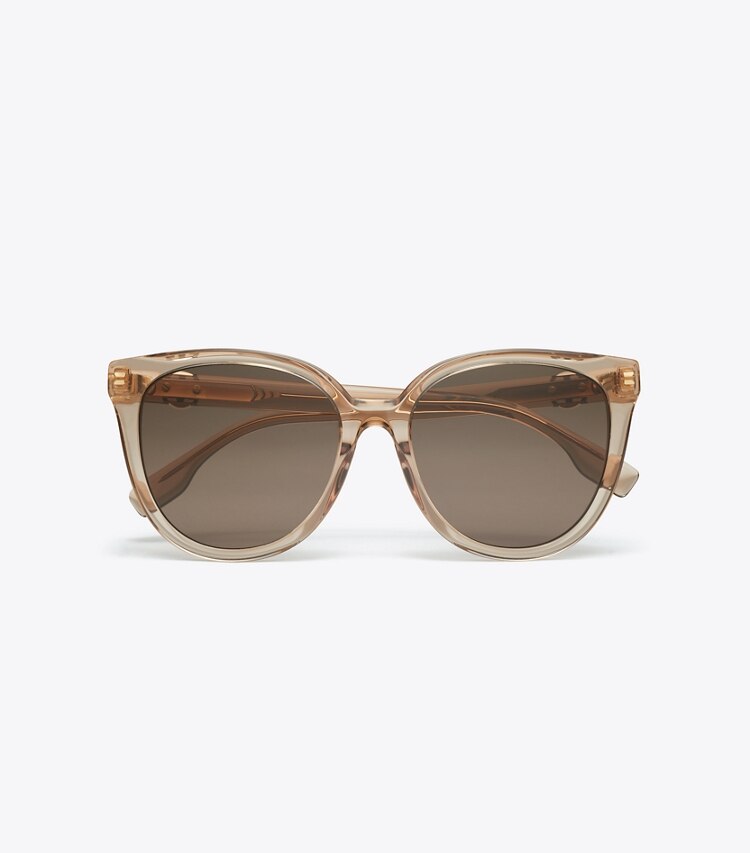 Tory Burch diseñador gafas de sol y anteojos Gafas de sol redondas Miller en TRANSPARENT BROWN/ DARK BROWN vista superior