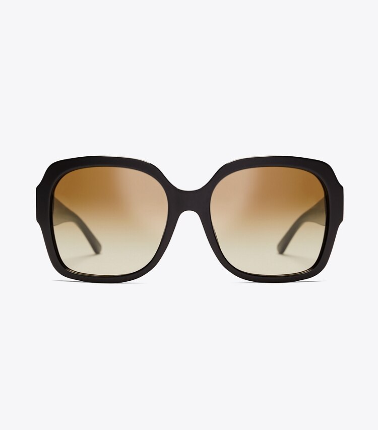 Tory Burch diseñador gafas de sol y anteojos Gafas de sol Reva cuadradas grandes en Black frontal