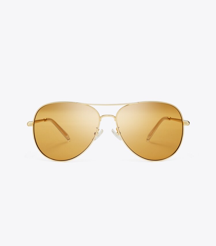 Tory Burch diseñador gafas de sol y anteojos Gafas de sol tipo aviador Eleanor en GOLD/ORANGE frente