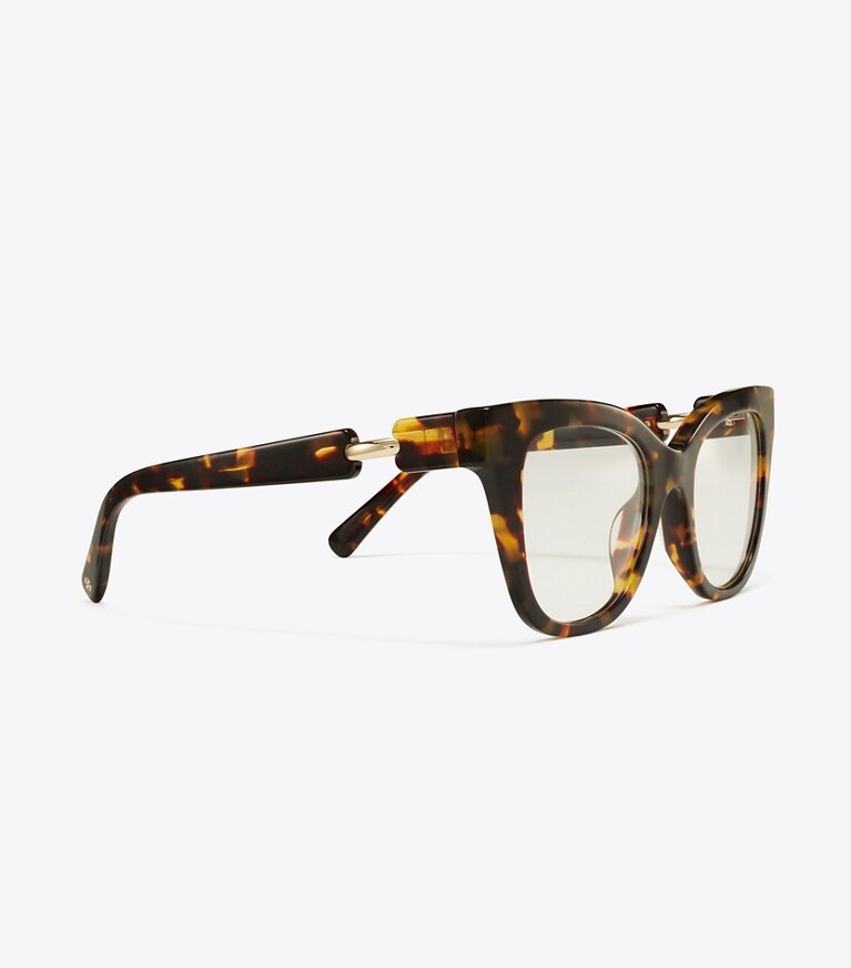 Tory Burch diseñador gafas de sol y anteojos Gafas ojo de gato extragrandes Pierced en DARK TORTOISE detalle