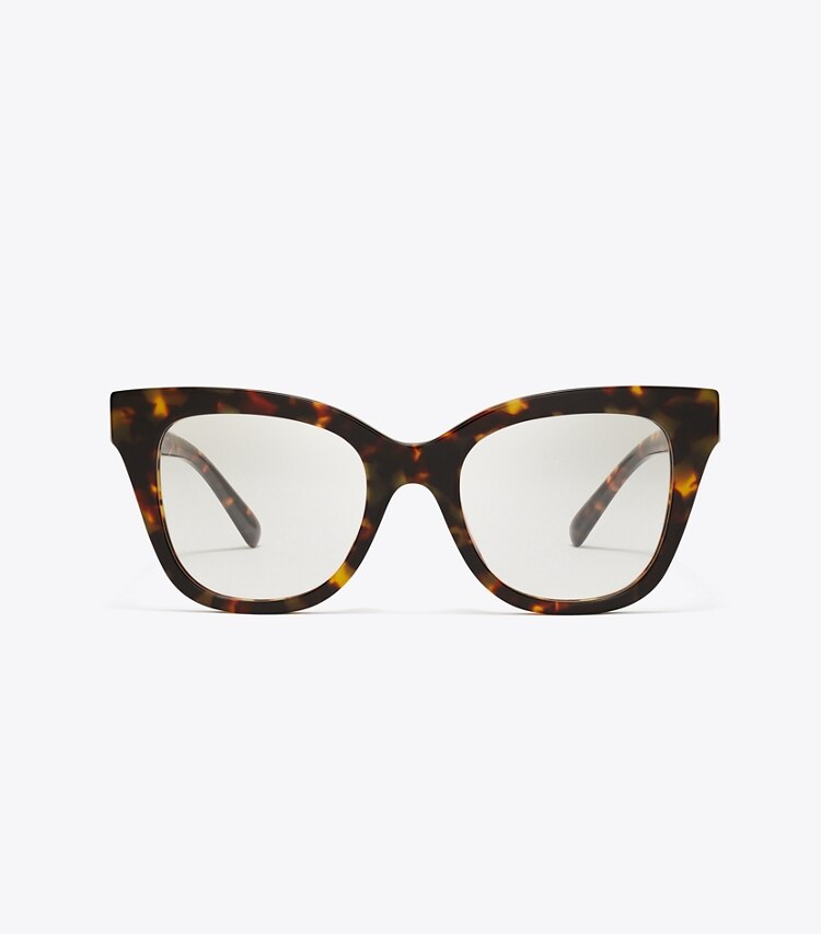 Tory Burch diseñador gafas de sol y anteojos Gafas ojo de gato extragrandes Pierced en DARK TORTOISE frente