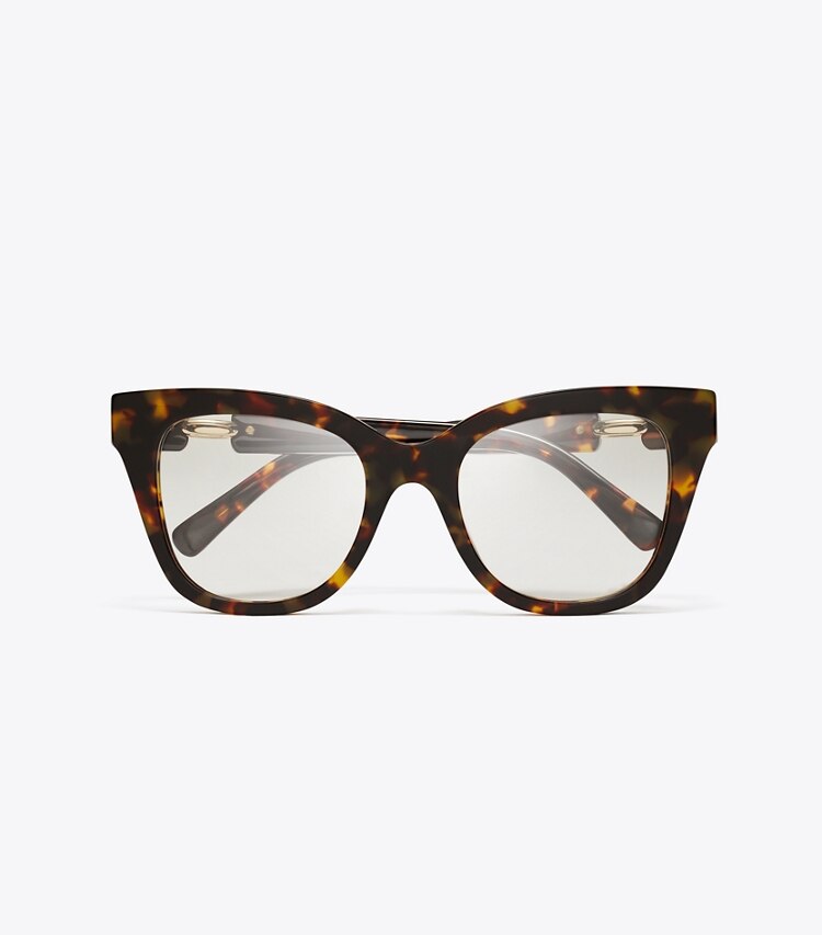 Tory Burch diseñador gafas de sol y anteojos Gafas ojo de gato extragrandes Pierced en DARK TORTOISE vista superior