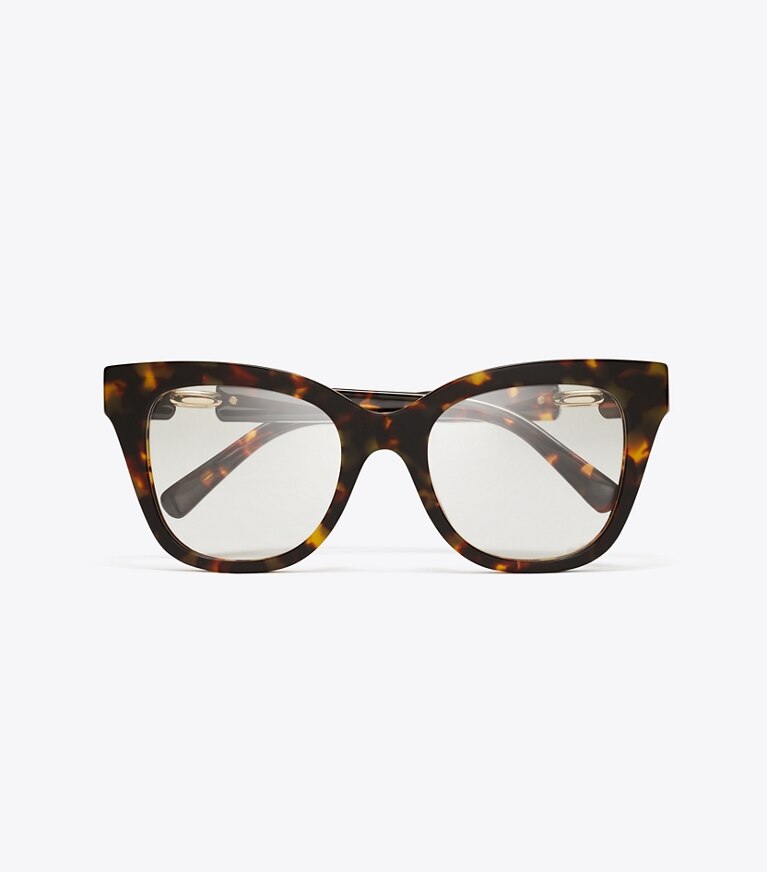 Tory Burch diseñador gafas de sol y anteojos Gafas ojo de gato extragrandes Pierced en DARK TORTOISE vista superior