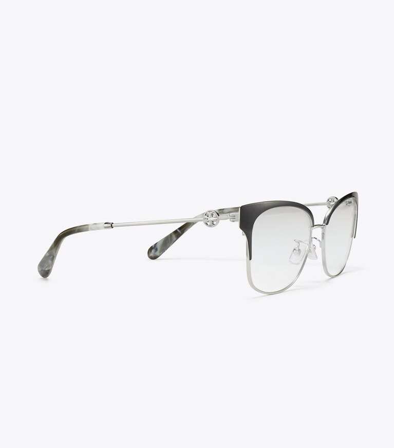 Tory Burch diseñador gafas de sol y gafas graduadas Gafas ojo de gato Miller en SILVER/BLACK detalle