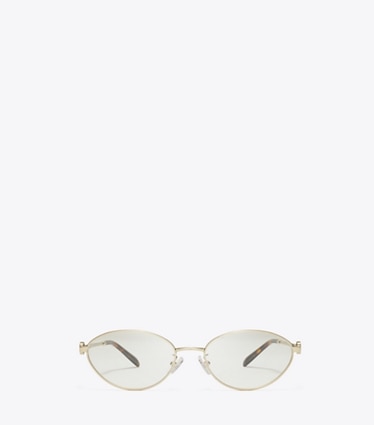 Tory Burch diseñador gafas de sol y gafas graduadas Gafas ovaladas metálicas Miller en SHINY LIGHT GOLD frente