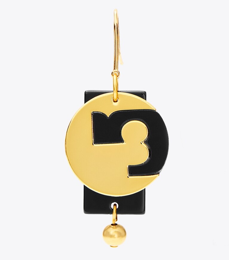 Tory Burch designer earrings Galaxy Drop Earring in Tory Gold / Black / Multi front