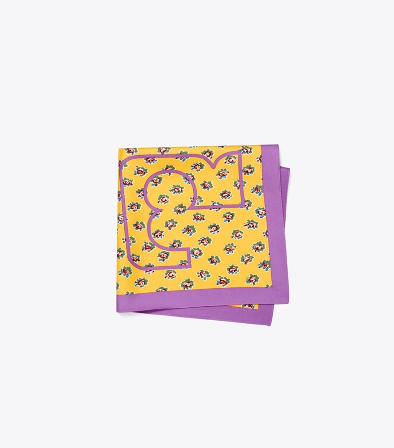 Tory Burch designer scarves Garden Rose Silk Neckerchief in Yellow overhead