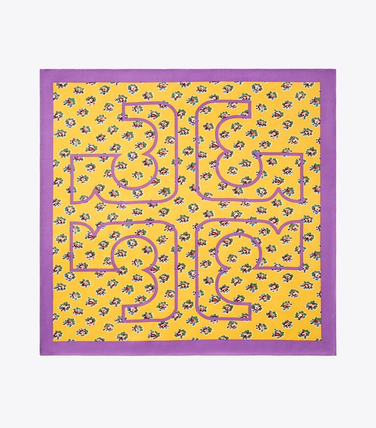 Tory Burch designer scarves Garden Rose Silk Neckerchief in Yellow overhead