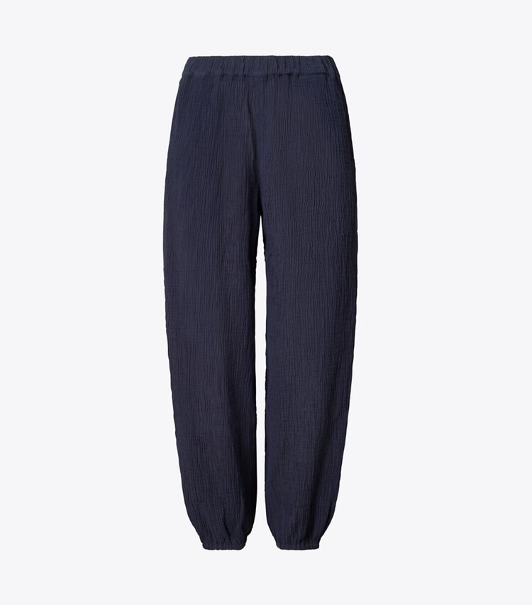 Tory Burch designer coverups Gauze Beach Pant in Tory Navy front