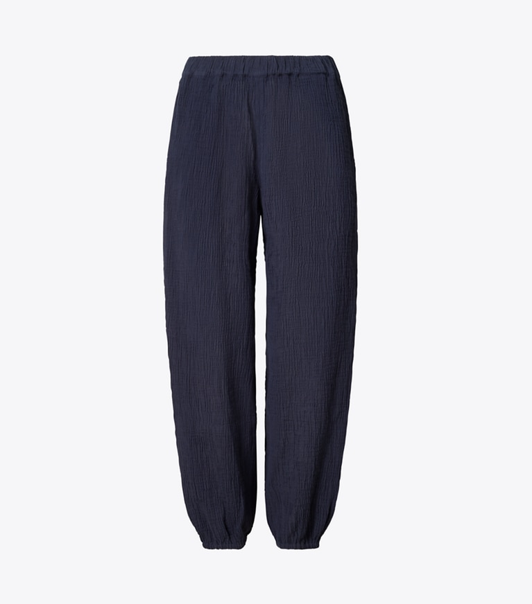 Tory Burch designer coverups Gauze Beach Pant in Tory Navy front