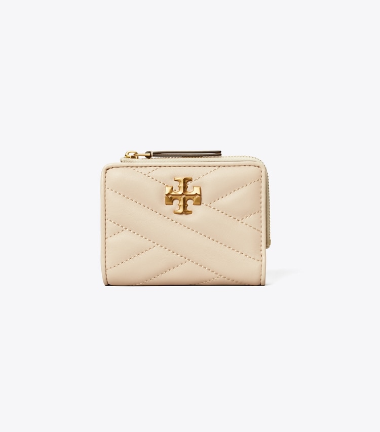 Tory Burch designer geldbörsen Gefaltete Kira Geldbörse mit Chevron-Steppung in New Cream front