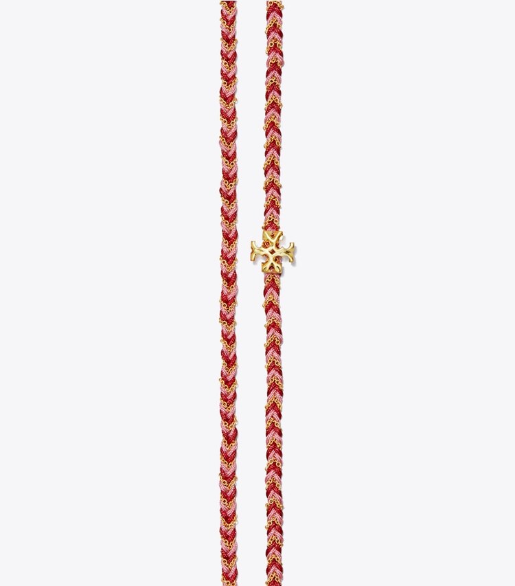 Tory Burch designer halsketten Geflochtene Kette für Gesichtsmasken in Rolled Brass/Tuscan Wine/Morning Glory detail