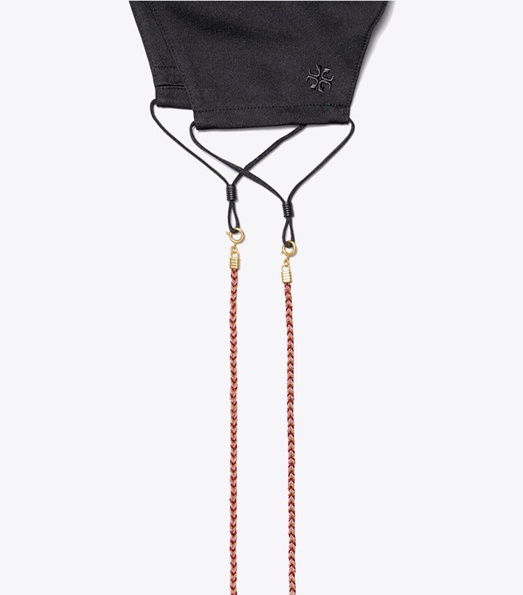 Tory Burch designer halsketten Geflochtene Kette für Gesichtsmasken in Rolled Brass/Tuscan Wine/Morning Glory von oben