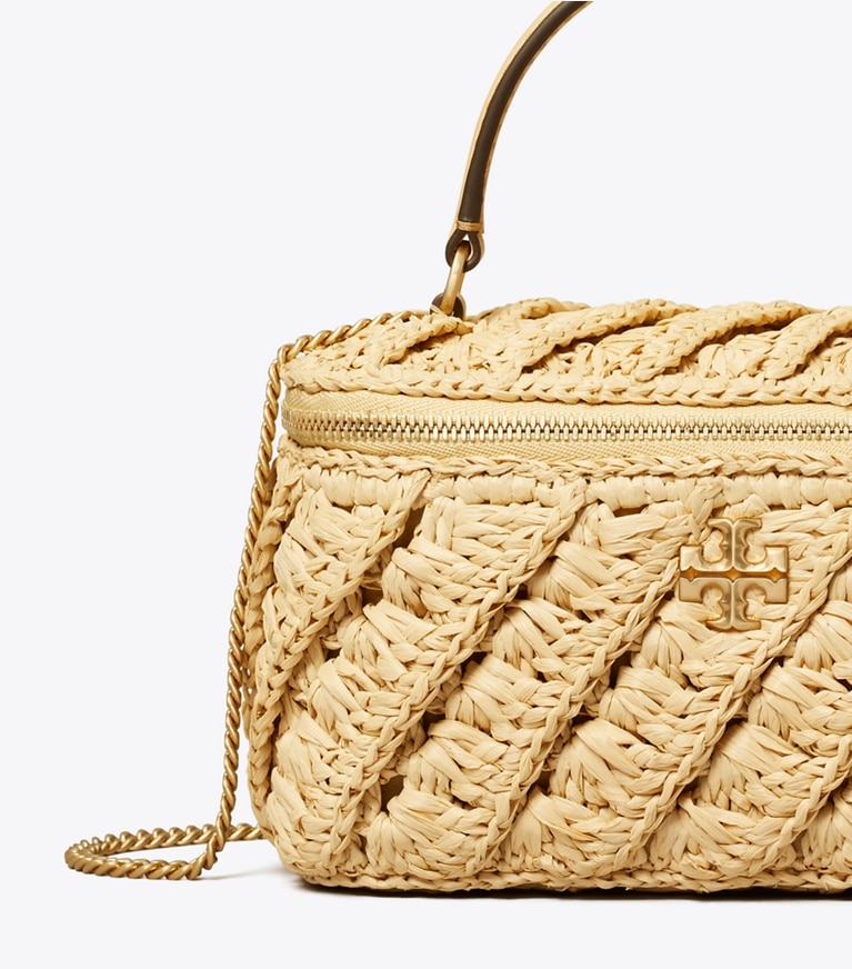 Tory Burch designer kleine taschen Gehäkelte Kira Kosmetiktasche in Natural angle