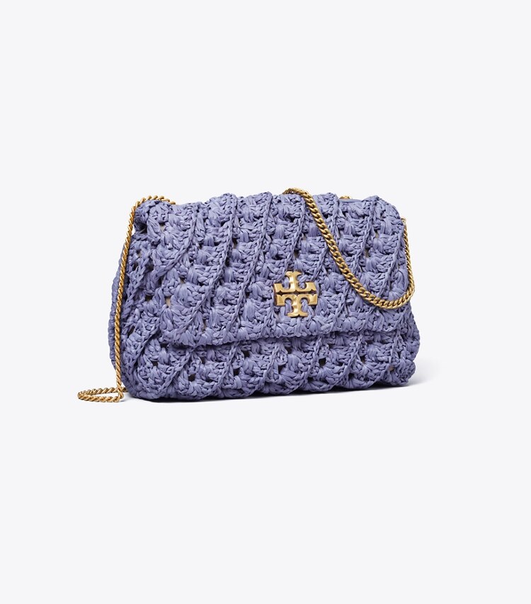 Tory Burch designer crossbody bags Gehäkelte Kira Mini Bag in Dark Lotus angle