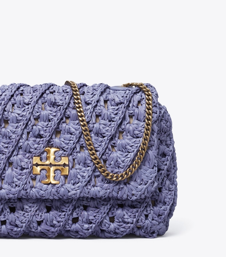 Tory Burch designer crossbody bags Gehäkelte Kira Mini Bag in Dark Lotus angle