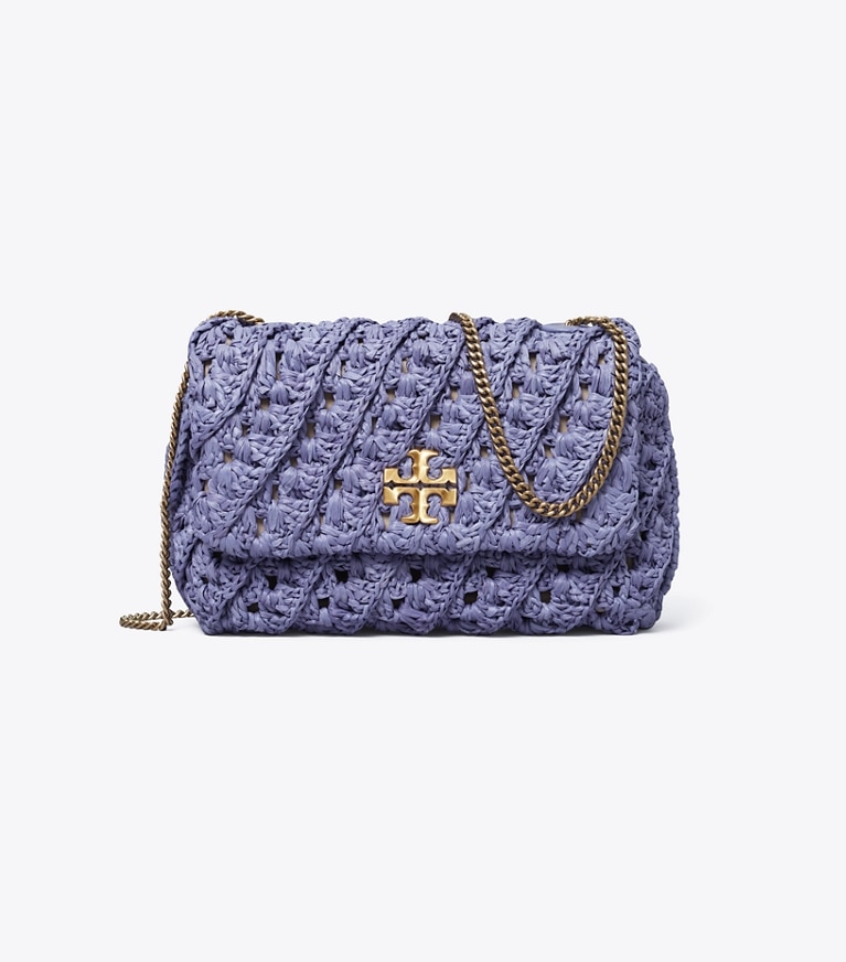 Tory Burch designer crossbody bags Gehäkelte Kira Mini Bag in Dark Lotus angle
