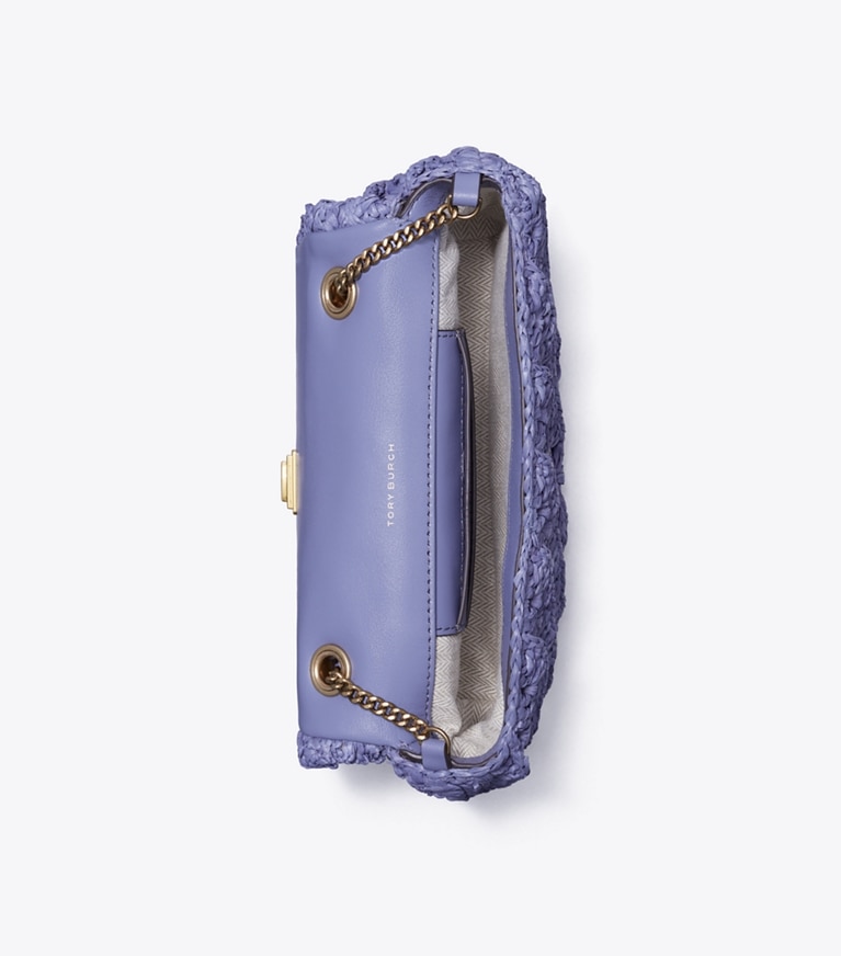 Tory Burch designer crossbody bags Gehäkelte Kira Mini Bag in Dark Lotus angle
