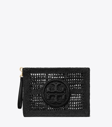 Tory Burch designer wristlets Gehäkelter Ella Beutel in Black front