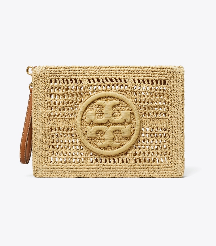 Tory Burch designer wristlets Gehäkelter Ella Beutel in Natural front