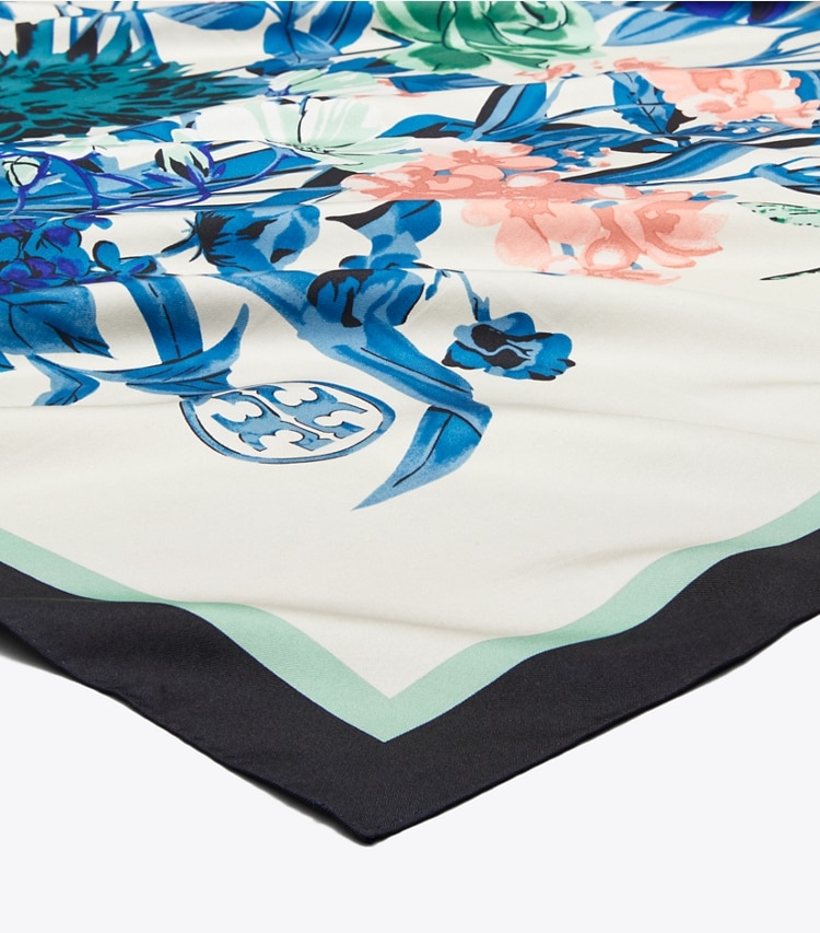 Tory Burch designer scarves Gem Bouquet Silk Square Scarf in Multi detail