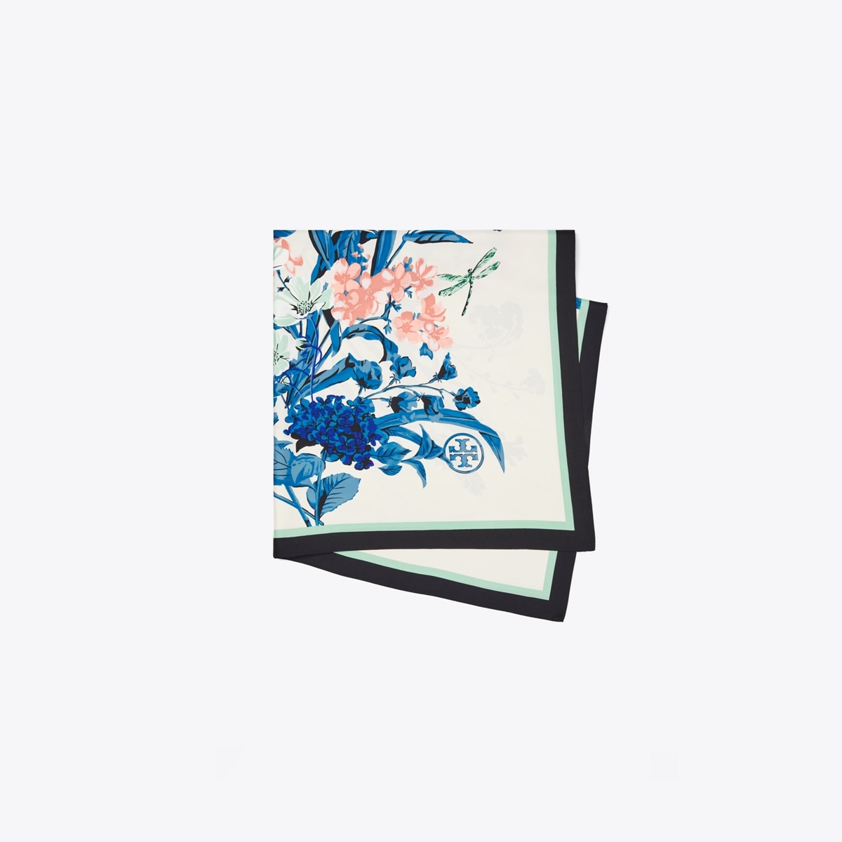 スカーフ TORY BURCH Woman Scarf Multicolor 167410 250 T Monogram Double-Sided Silk Square Scarf: Women's Designer