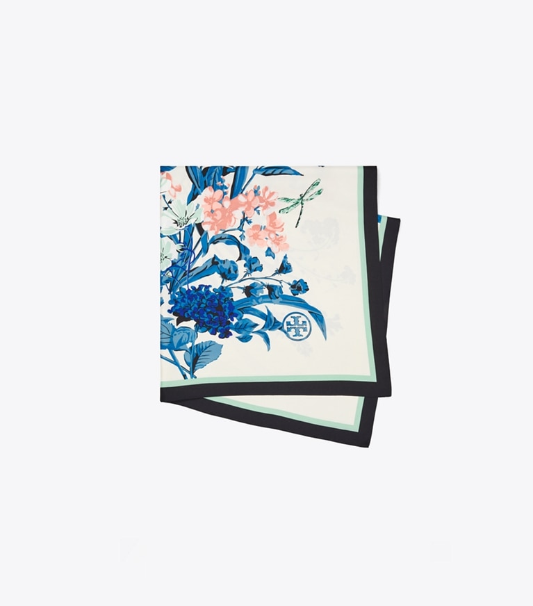 Tory Burch designer scarves Gem Bouquet Silk Square Scarf in Multi overhead