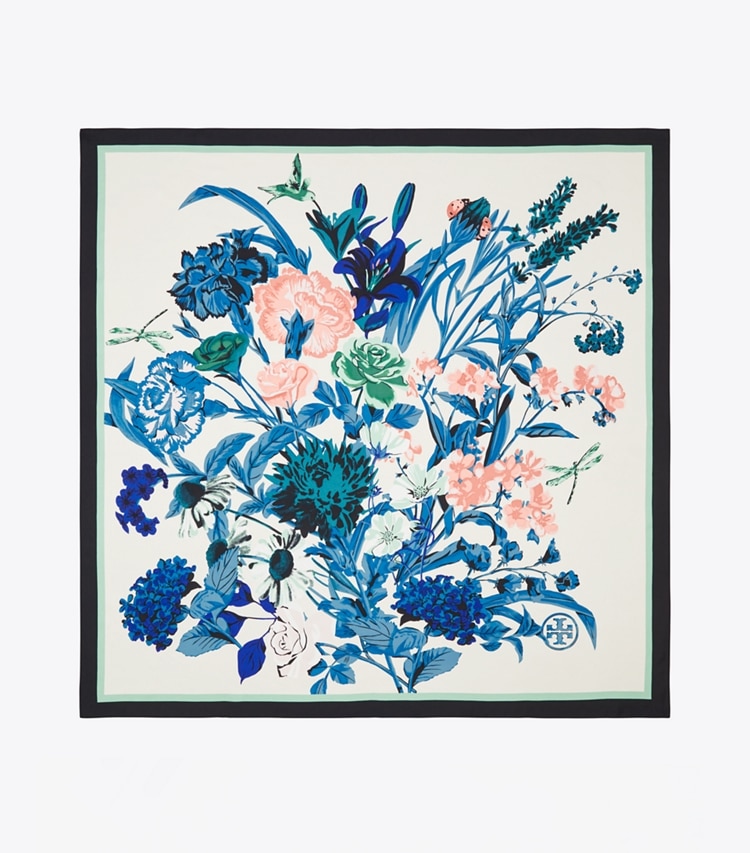 Tory Burch designer scarves Gem Bouquet Silk Square Scarf in Multi overhead