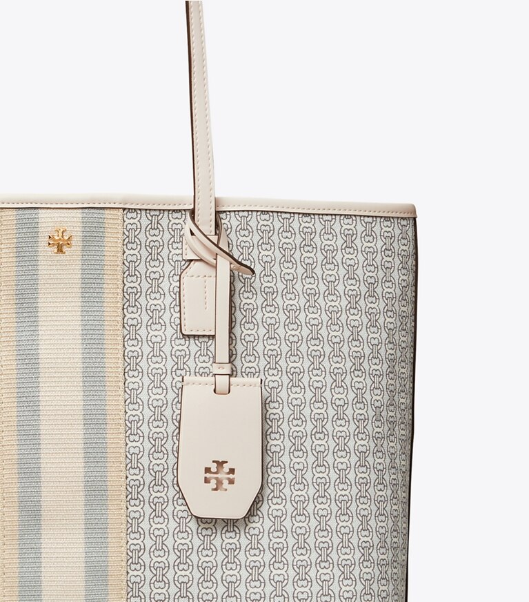 Tory Burch designer tote bags Gemini Link Canvas Tote Bag in New Ivory Gemini Link angle