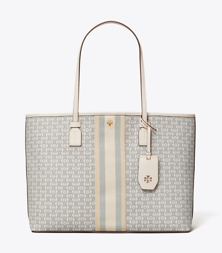 Tory Burch designer tote bags Gemini Link Canvas Tote Bag in New Ivory Gemini Link angle