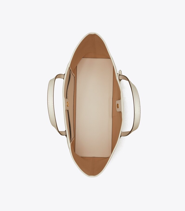 Tory Burch designer tote bags Gemini Link Canvas Tote Bag in New Ivory Gemini Link angle