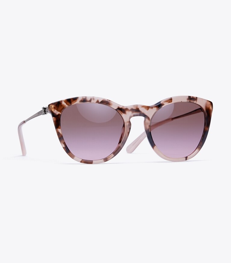 Tory Burch designer sunglasses & eyewear Gemini Link Cat-Eye Sunglasses in Blush Tort/Rose Gold front