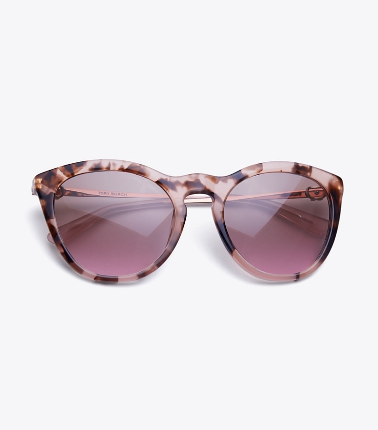 Tory Burch designer sunglasses & eyewear Gemini Link Cat-Eye Sunglasses in Blush Tort/Rose Gold front