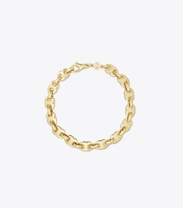 Tory Burch designer bracelets Gemini Link Delicate Bracelet in Light Brass front