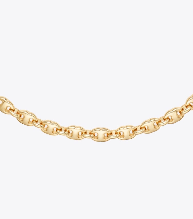 Tory Burch designer necklaces Gemini Link Delicate Necklace in Light Brass detail