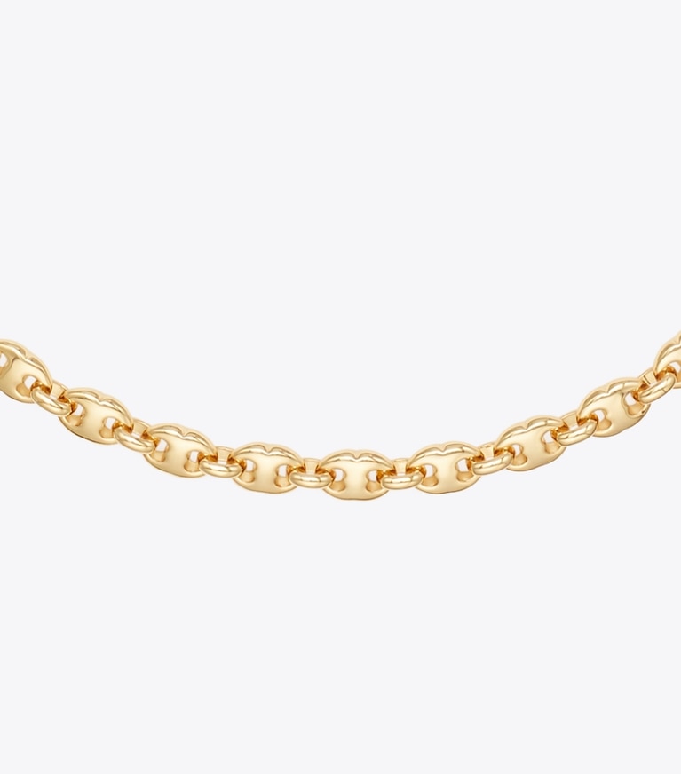 Tory Burch designer necklaces Gemini Link Delicate Necklace in Light Brass front