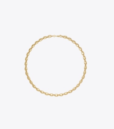 Tory Burch designer necklaces Gemini Link Delicate Necklace in Light Brass front