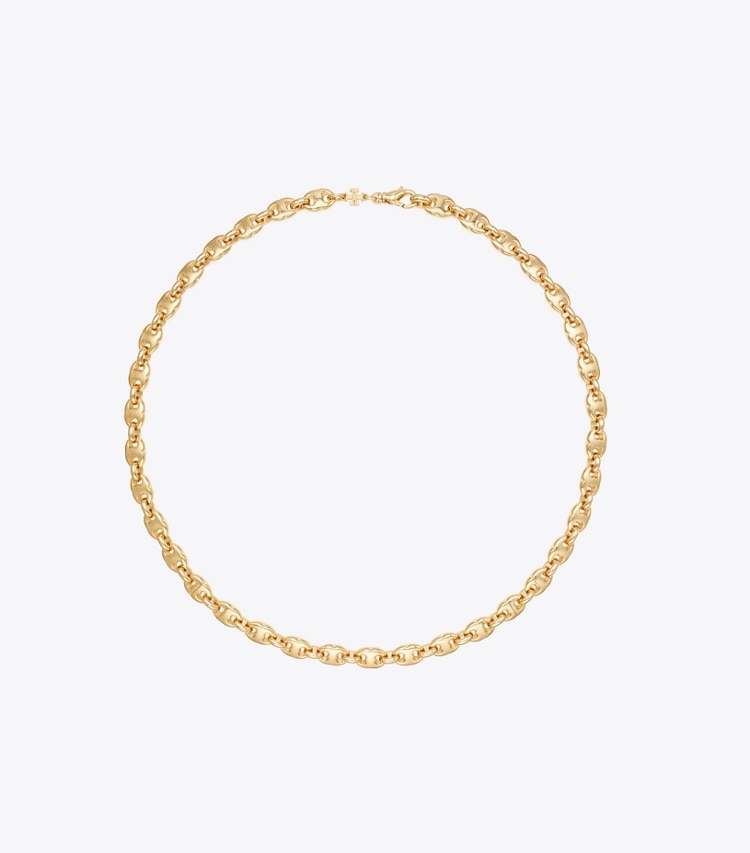 Tory Burch designer necklaces Gemini Link Delicate Necklace in Light Brass front