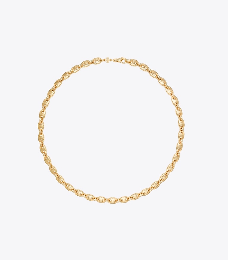 Tory Burch designer necklaces Gemini Link Delicate Necklace in Light Brass front