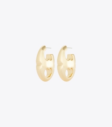 Tory Burch designer earrings Gemini Link Earring in Light Brass front